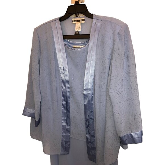 DANA Kay Light Blue 3 Piece Dressy Skirt Suit - Picture 2 of 16